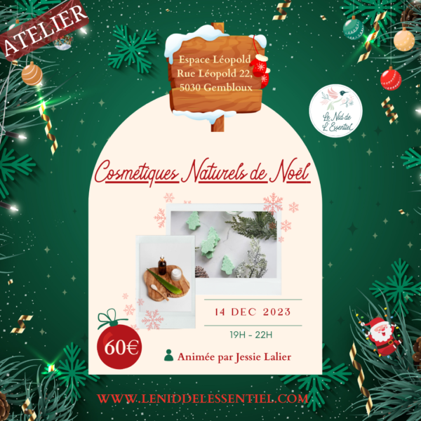 atelier gembloux cosmétiques naturels de noël décembre 2023