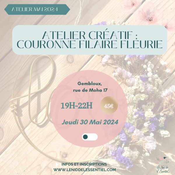 atelier couronne filaire fleurie le nid de l'essentiel gembloux