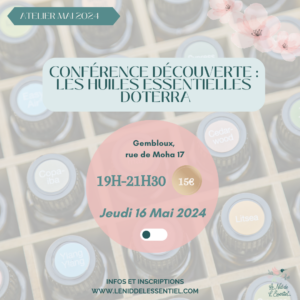 conférence huiles essentielles doterra le nid de l'essentiel gembloux